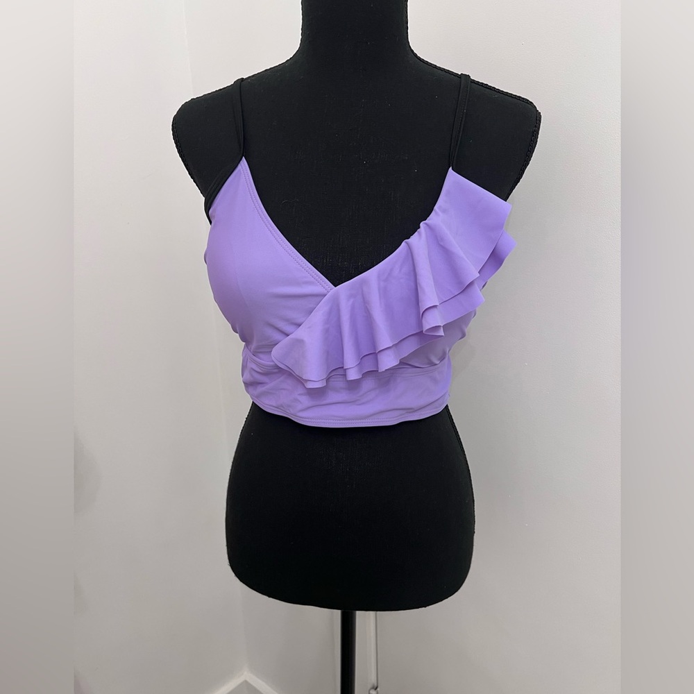 Elegant Purple Ruffle Swimming Top